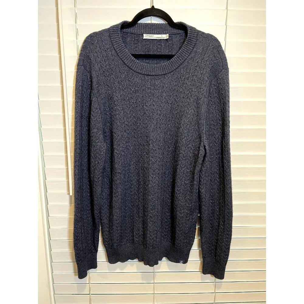 Criquet Alpaca Wool Blend Men's Cable Knit Sweater - Size L